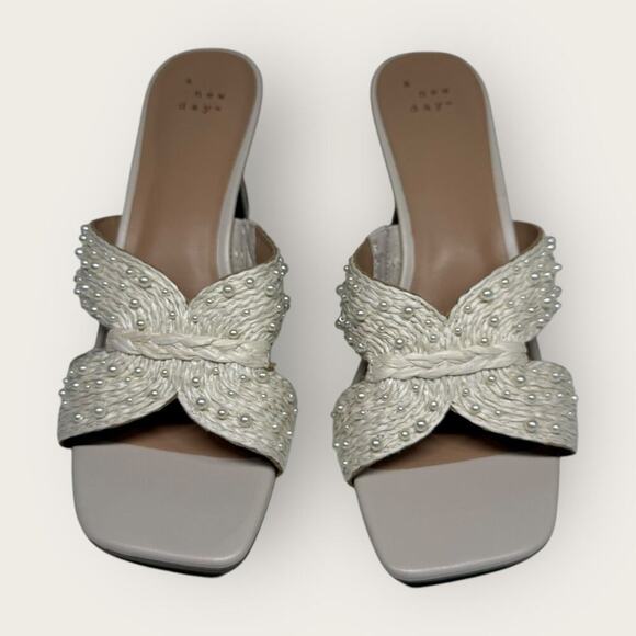 A New Day | Pearly Rattan Sandal Heels | Off White | 8.5 - Picture 7 of 12